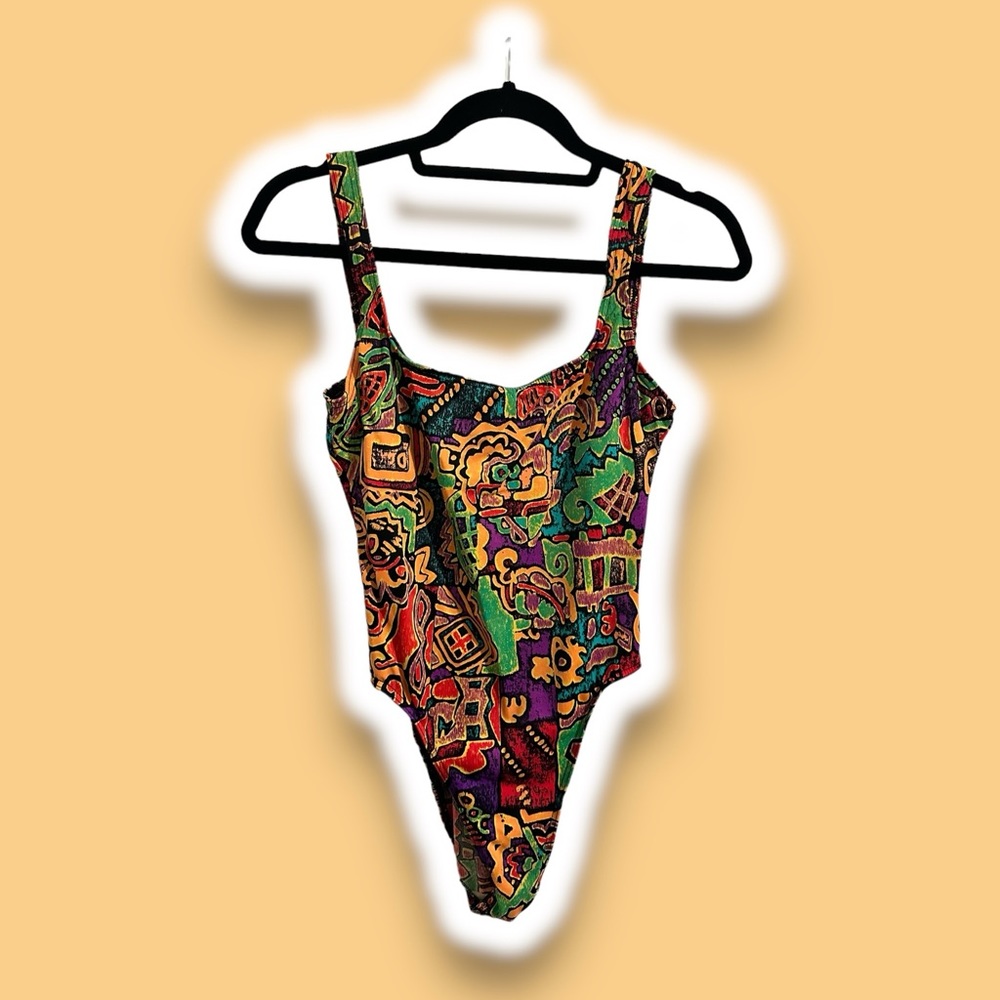 Vintage abstract full-piece bathing suit